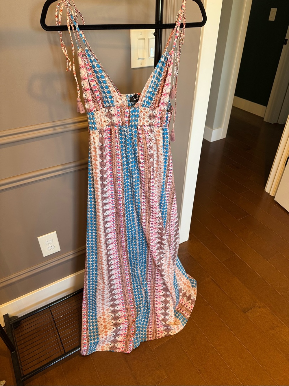 Bohemian Stripe Maxi Dress in Pink & Blue